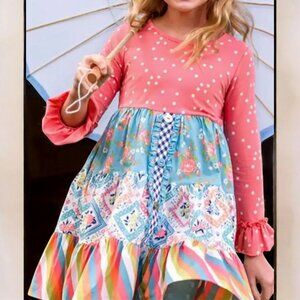 WILDFLOWERS ( 6 ) Girls Long Sleeve Tiered Floral Ballet Dress